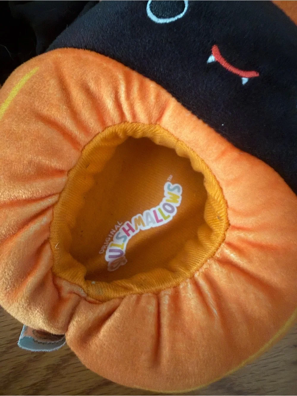Squishmallows Orange Black Pumpkin Bat Kids Slippers Halloween house shoes 11/12